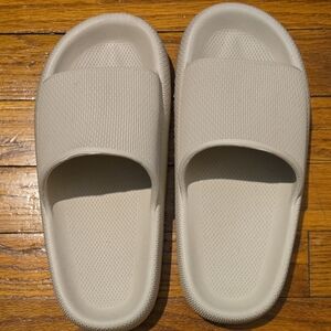 White Slide Sandals